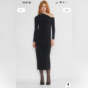 Aritzia Wilfred Black Off-the-Shoulder Brielle Dress XS NWT